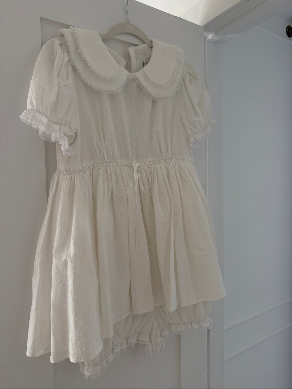Zara Cream Textured Peter Pan Collar Dress